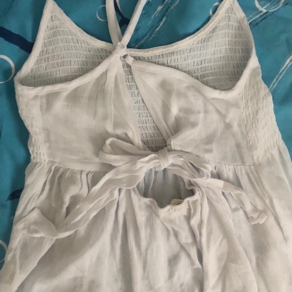 Boho smocked, tie-back, baby doll tank M - Picture 2 of 4